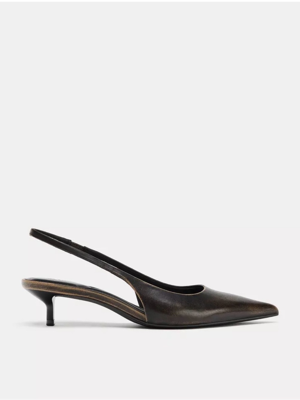 Zara 100% leather sling back kitten heels - Picture 4 of 7
